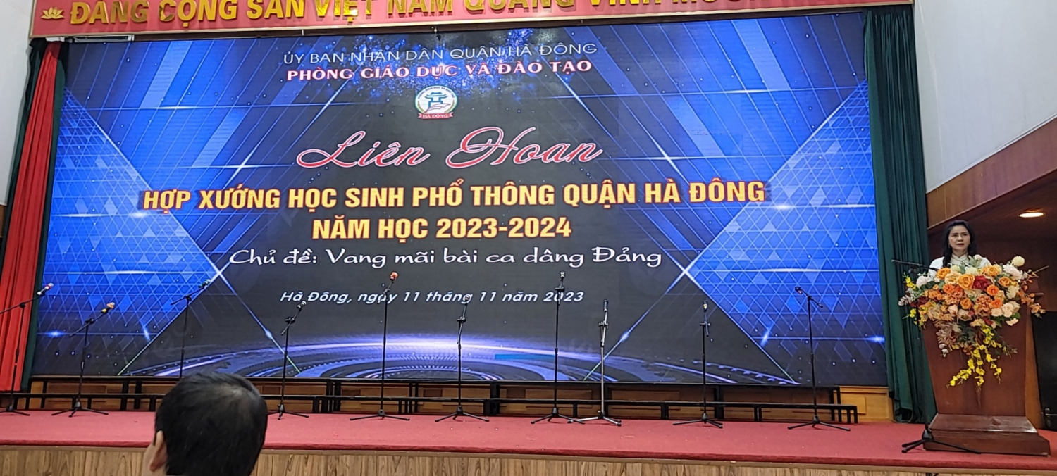 Thực hiện kế hoạch tổ chức Liên hoan Hợp xướng học sinh phổ thông ngành GDĐT quận Hà Đông năm học 2023 - 2024